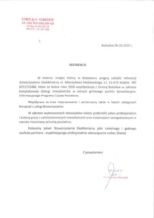 Referencje — Gmina Bolesław