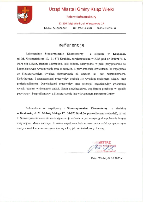 Referencje — Miasto i Gmina Książ Wielki