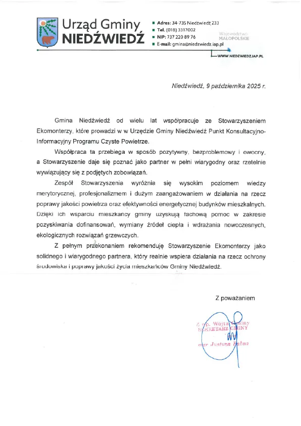 Referencje — Gmina Niedźwiedź