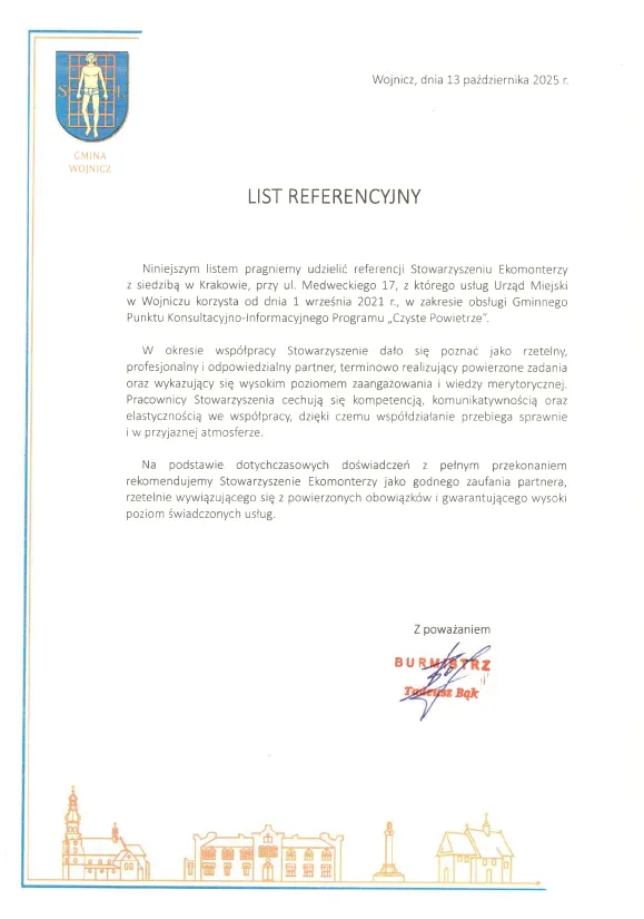 List referencyjny — Gmina Wojnicz